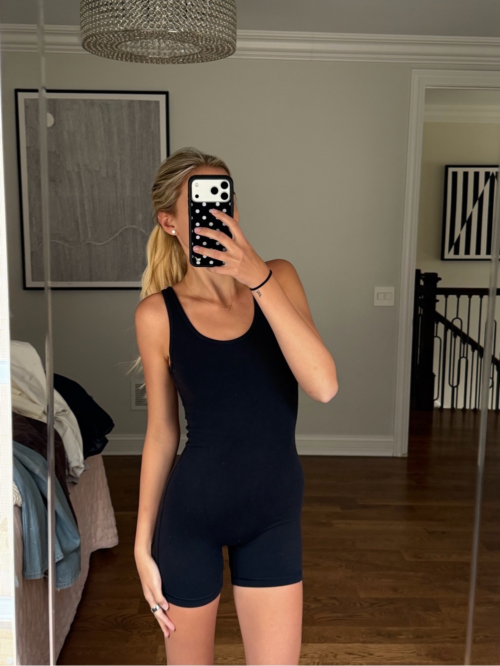 TNA Black Ribbed Tank Romper